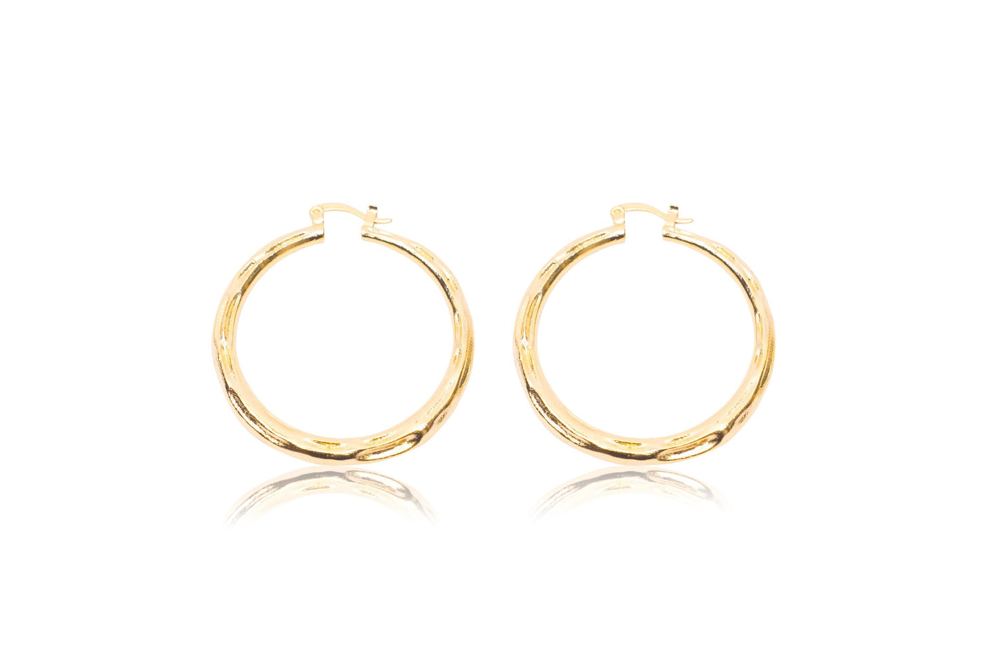 Golden Circle Hoop Earrings | Large Handcrafted Gold-Plated Hoops | Statement Jewellery