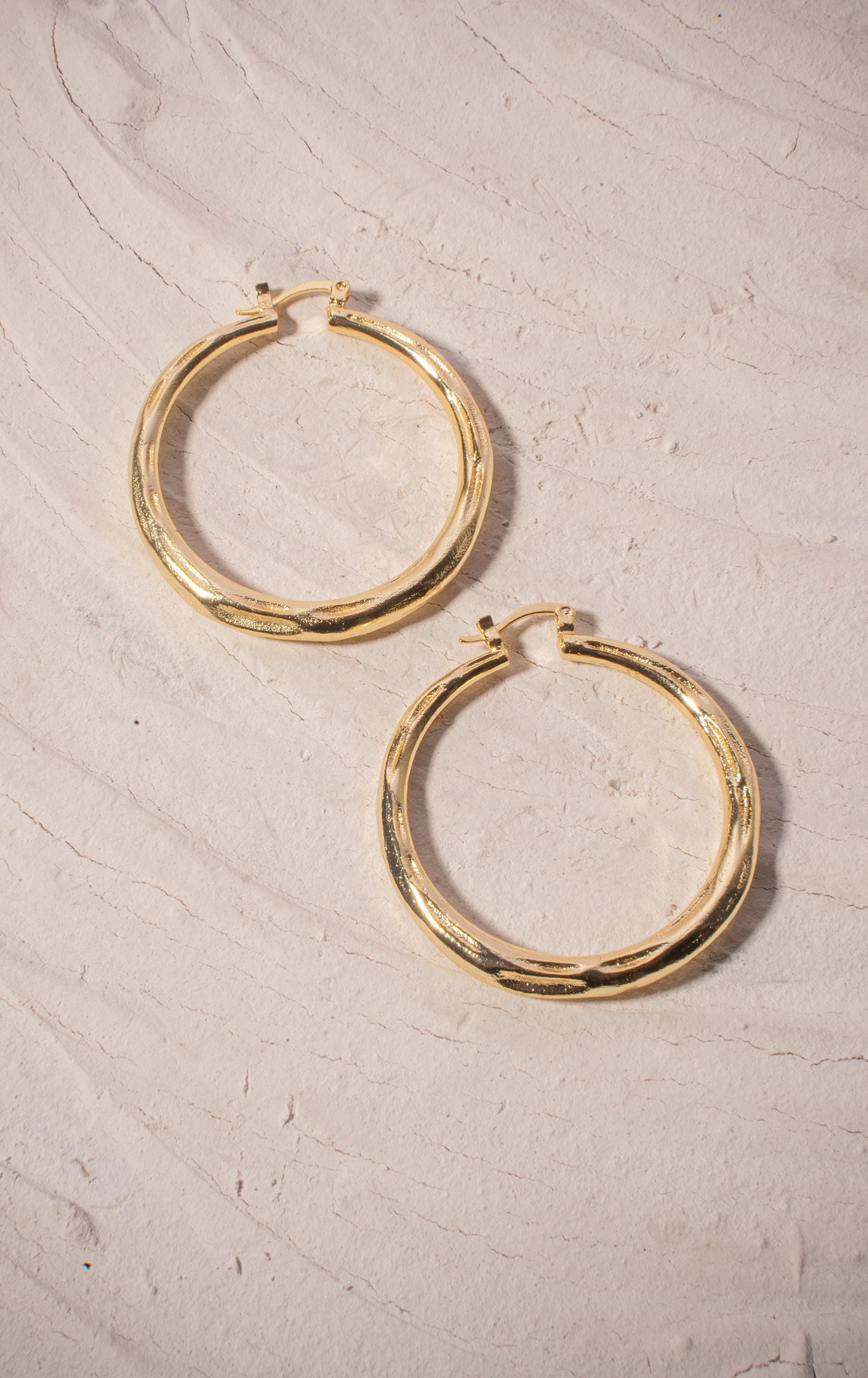 Golden Circle Hoop Earrings | Large Handcrafted Gold-Plated Hoops | Statement Jewellery