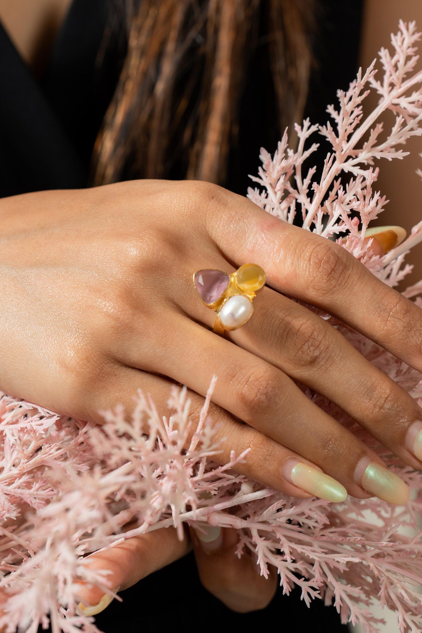 Sunset Pearl Ring | Gold-plated Ring