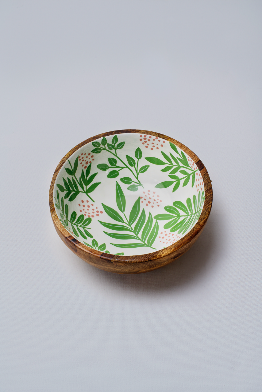 Tropical Foliage Wooden Bowl