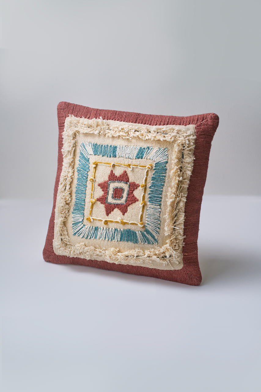 Multicolor Embroidery Cotton Cushion with filler - Small