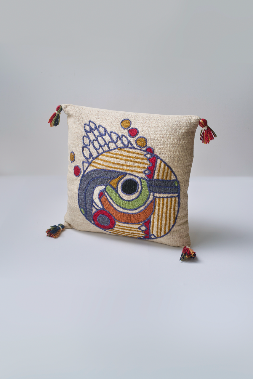 Embroidered Abstract Design Cushion with filler