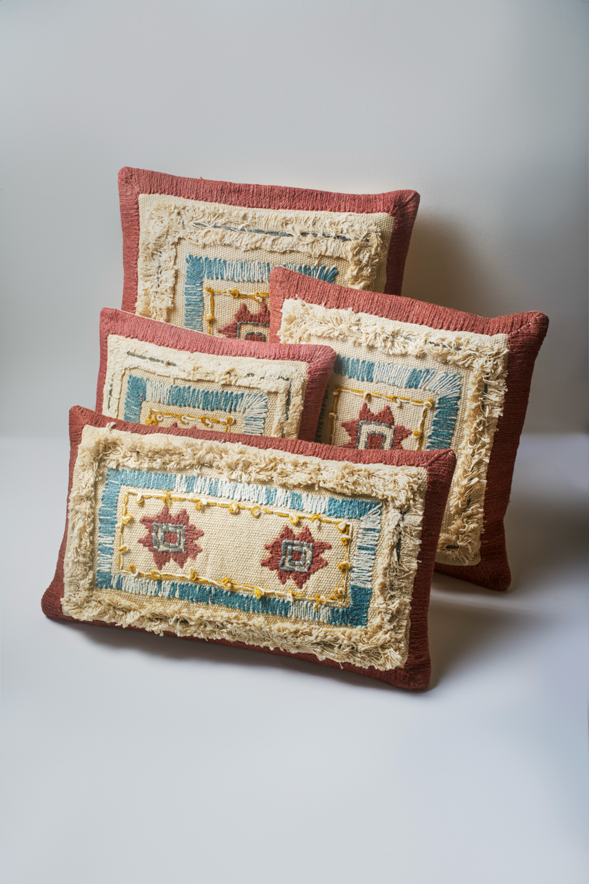 Multicolor Embroidery Cotton Cushion with filler - Small