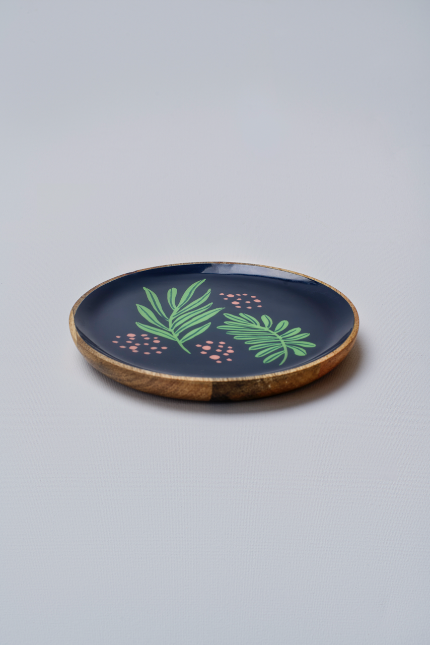 Botanic Midnight Plate with Enamel
