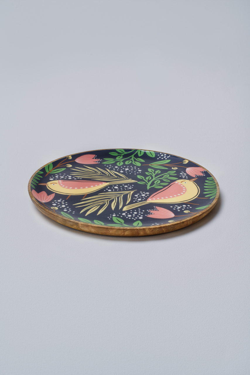 Twilight Bird Tropical Serving Plate with Enamel