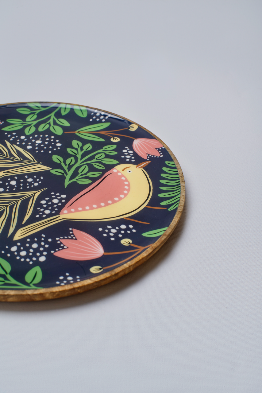 Twilight Bird Tropical Serving Plate with Enamel