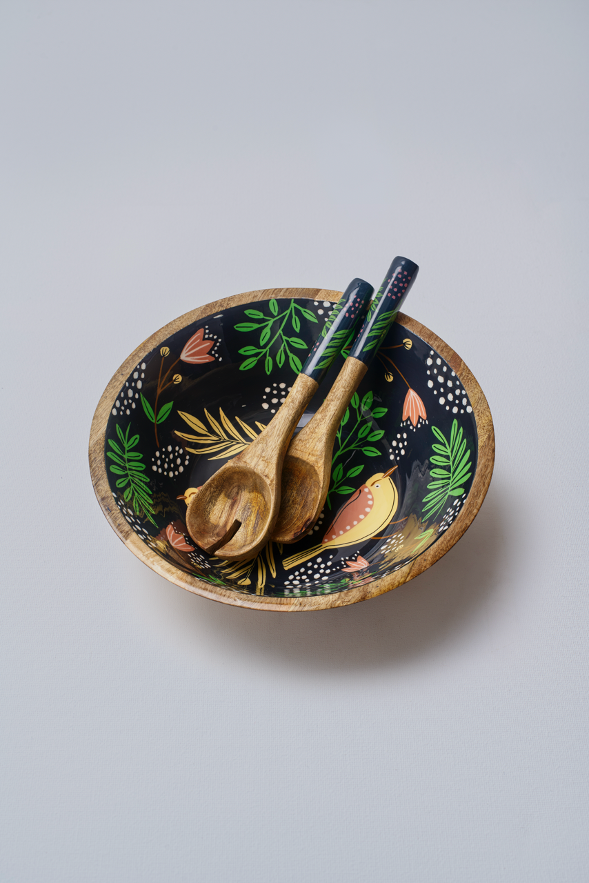 Twilight Bird Wooden Spoon and Fork Set