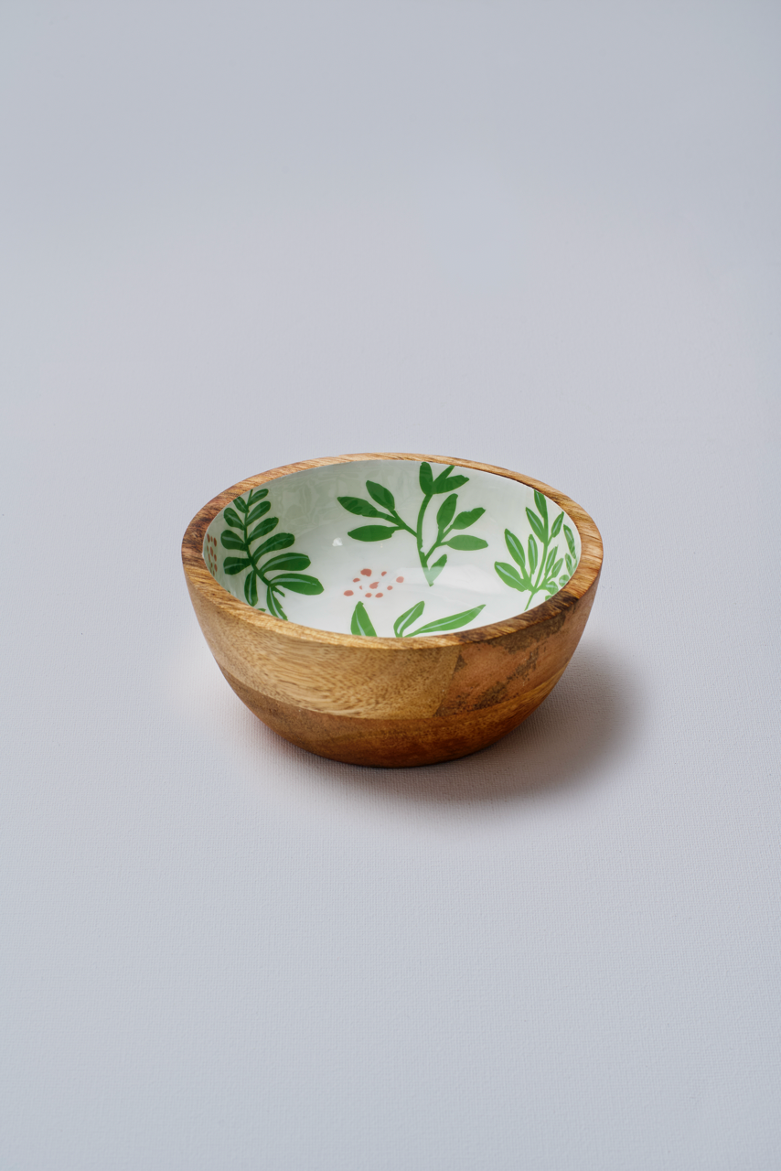 Tropical Foliage Wooden Small Bowl