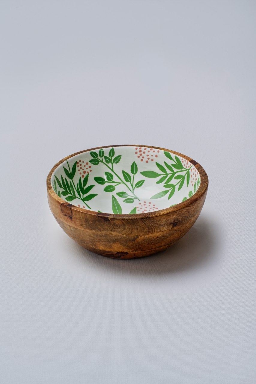 Tropical Foliage Wooden Small Bowl