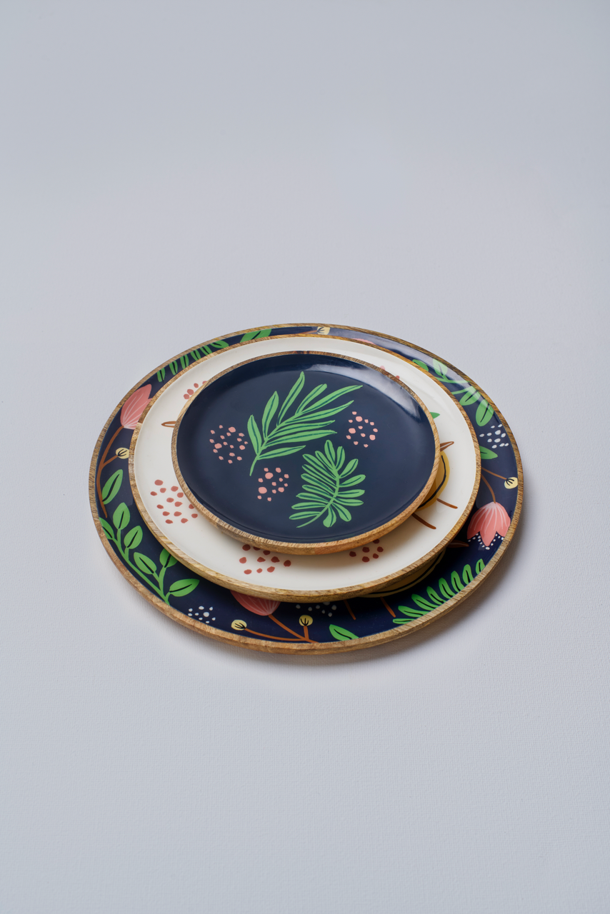 Botanic Midnight Plate with Enamel