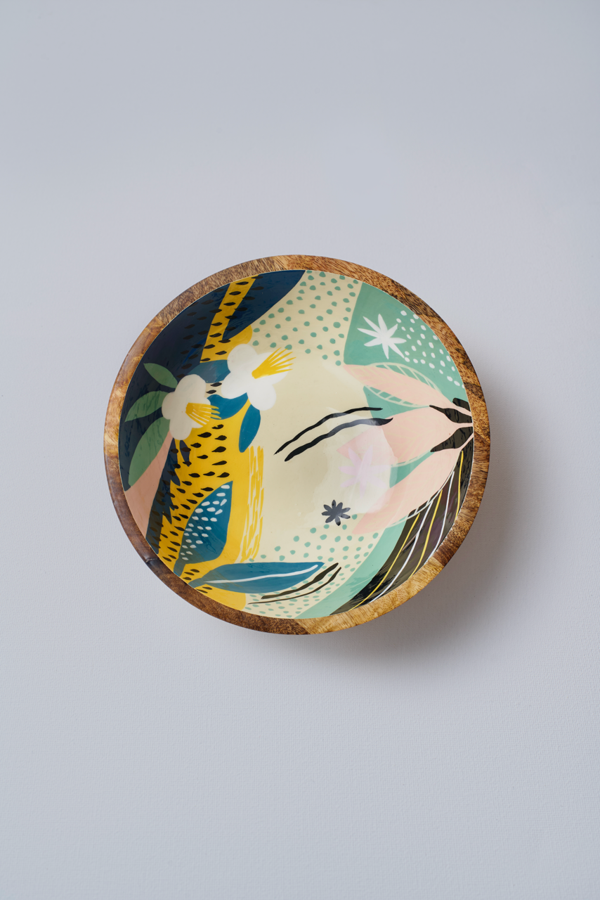 Jasmine Handpainted Wood Bowl