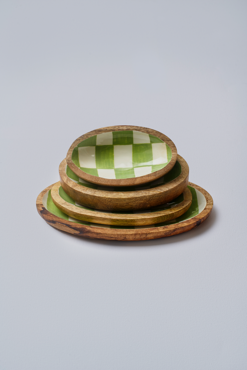 Green Chequered Oval Plate - Small