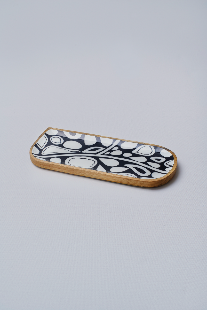 Monochrome Small Serving Platter with Enamel