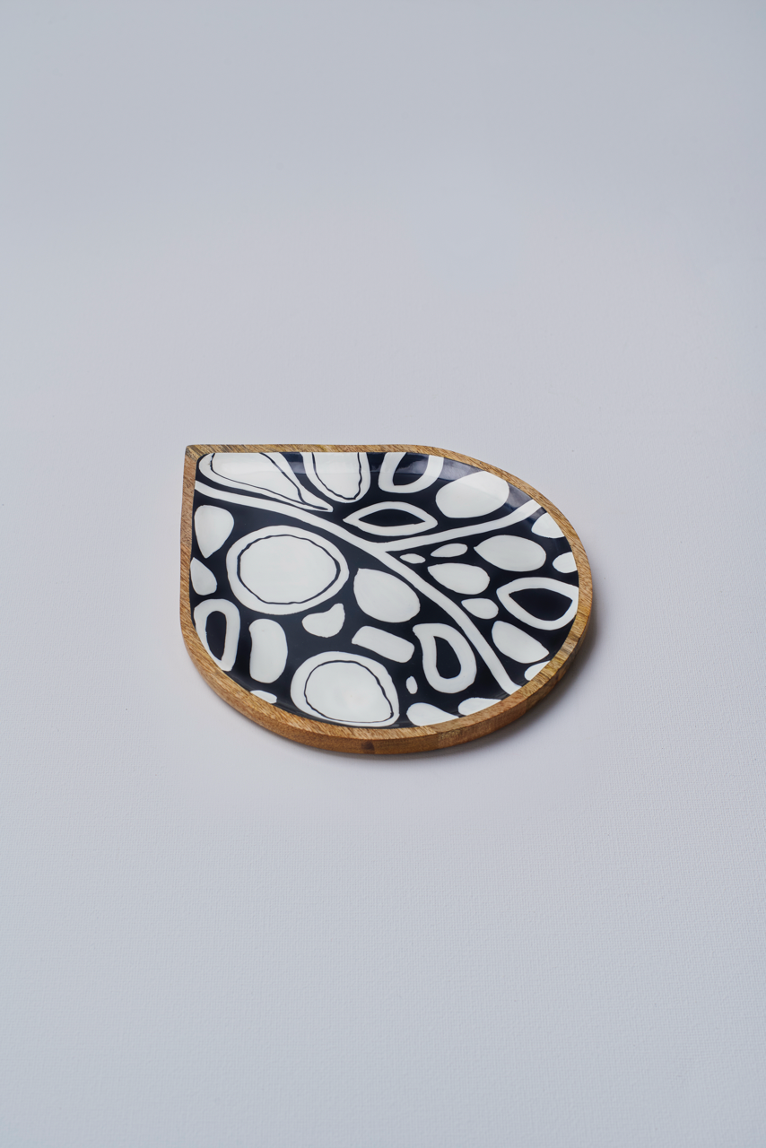 Tear-Drop Monochrome Large Platter with Enamel
