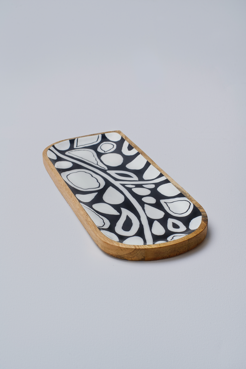 Monochrome Small Serving Platter with Enamel