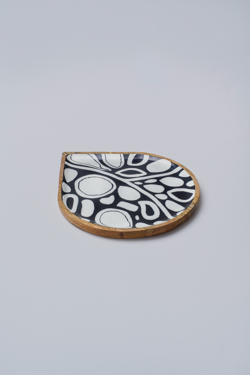 Tear-Drop Monochrome Large Platter with Enamel
