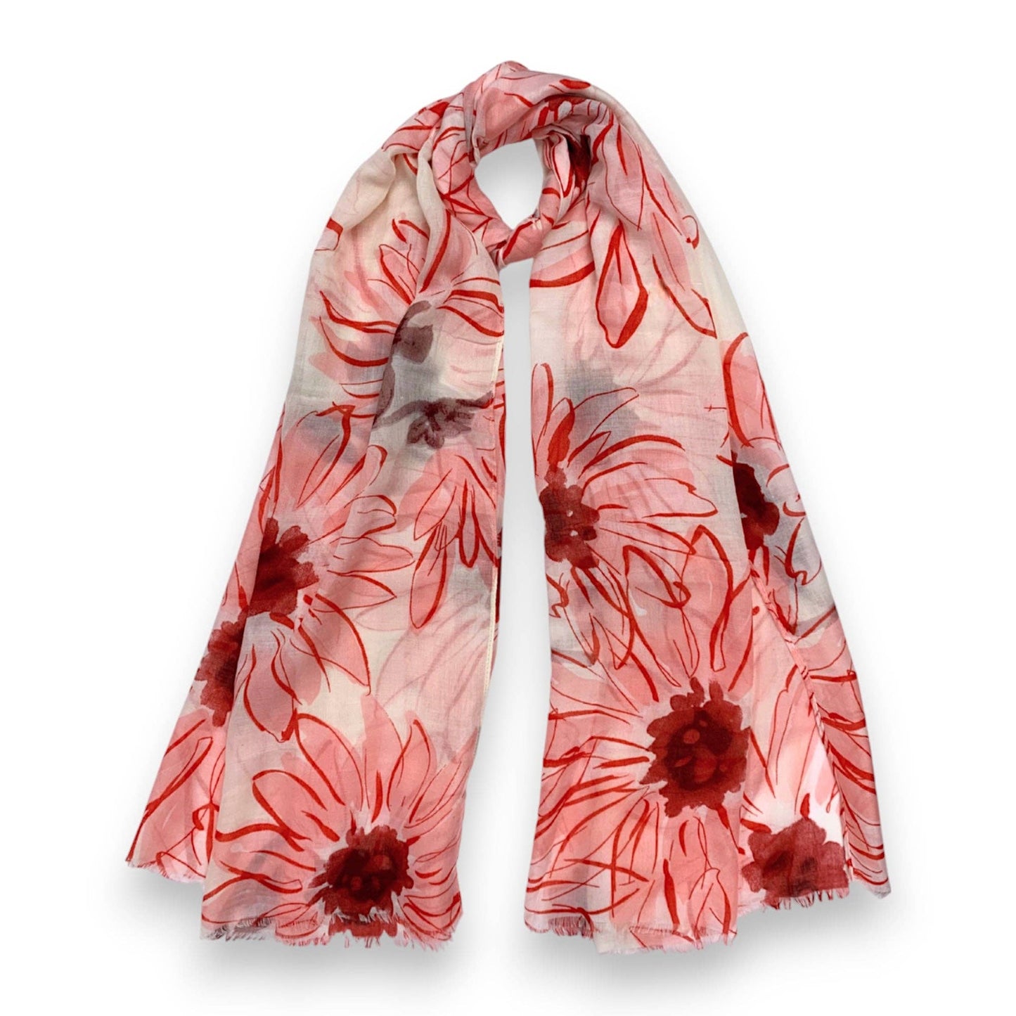 Big Daisy Print Scarf: Orange