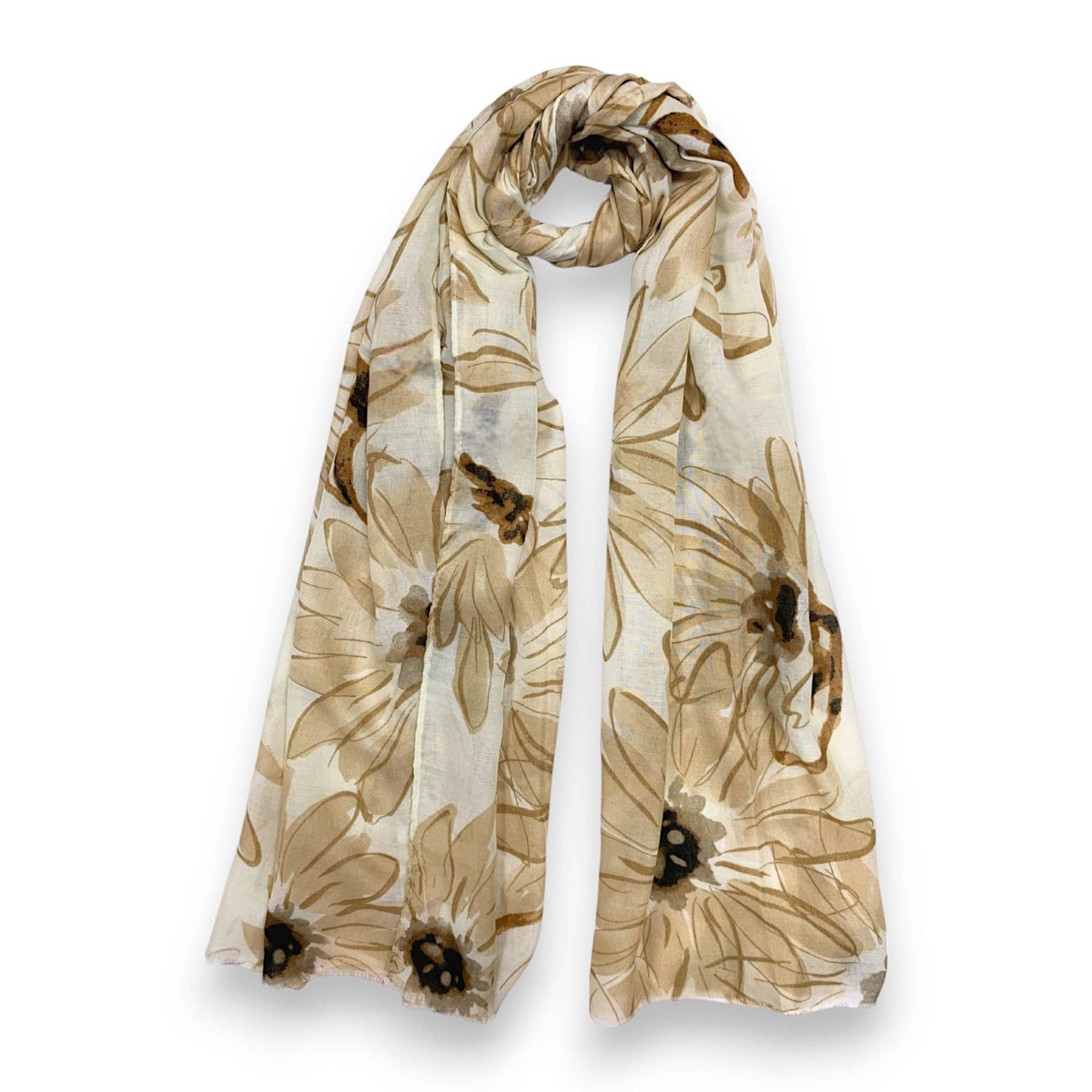 Big Daisy Print Scarf: Orange