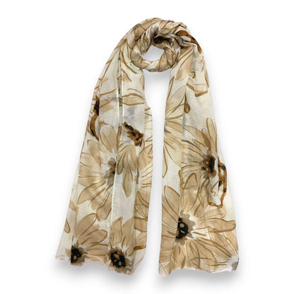Big Daisy Print Scarf: Orange