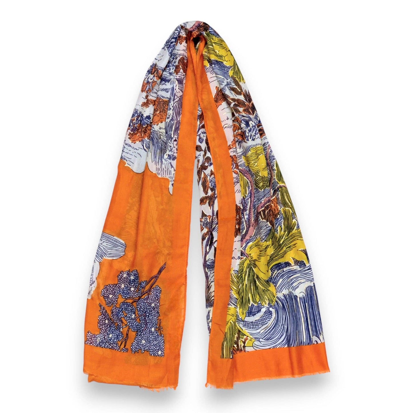 Nature Art Print Scarf: Orange