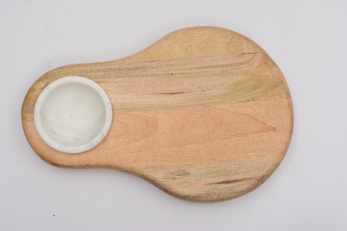 Mango Wood Serving Board with Marble Bowl