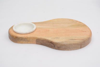 Mango Wood Serving Board with Marble Bowl