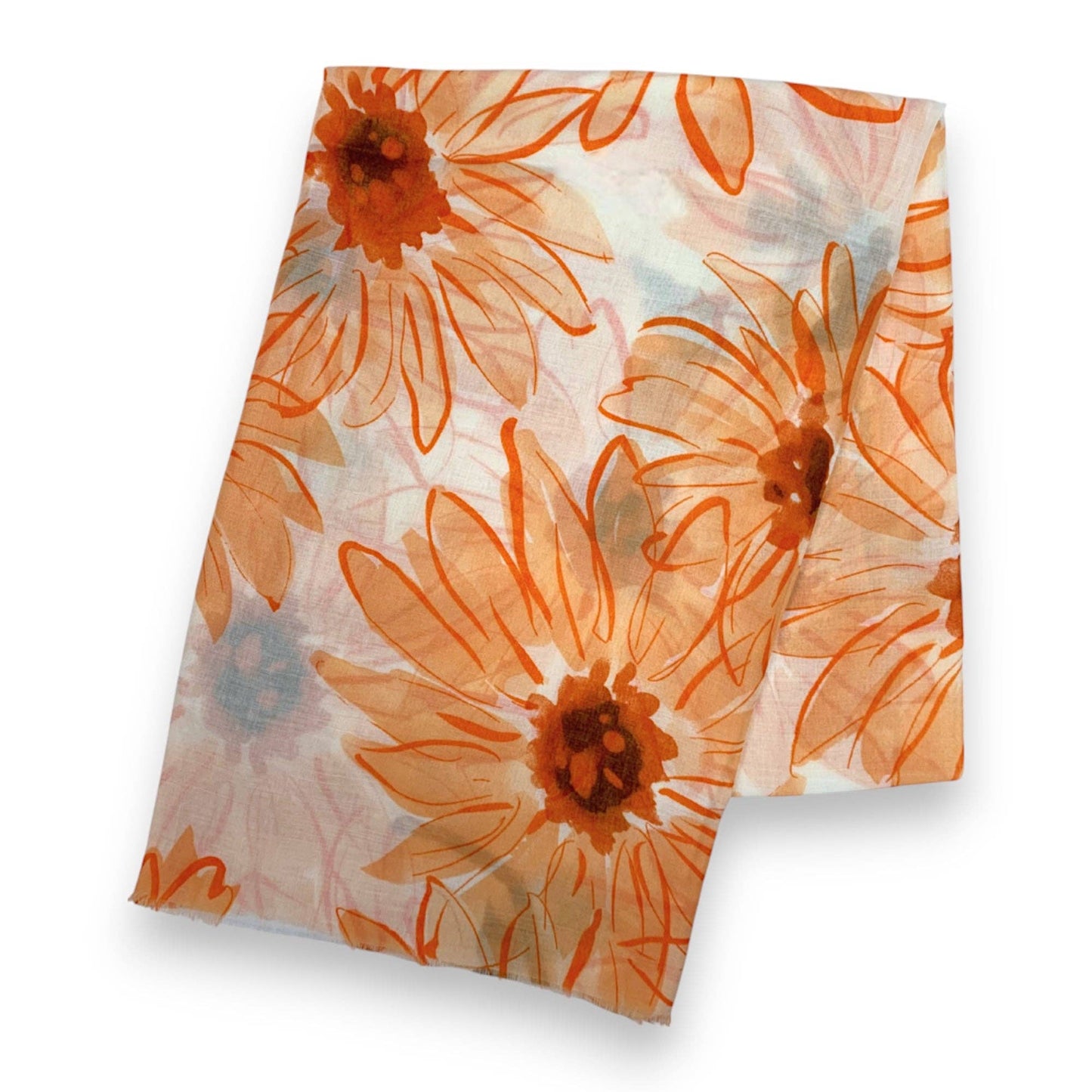 Big Daisy Print Scarf: Orange