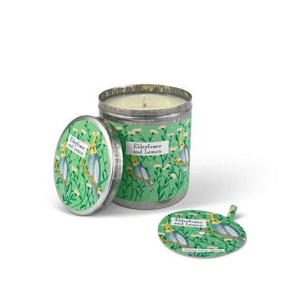 Elderflower & Lemon - Cockatiel Illustrated 200ml Candle Tin