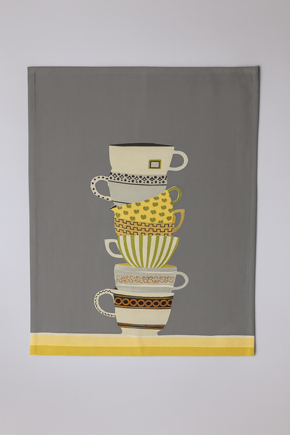 Stacked Teacups Cotton Tea Towel (Set of 2)