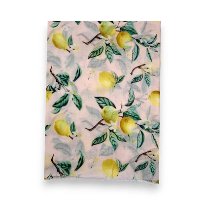 Lemon Citrus Print Colourful Scarf: Pink