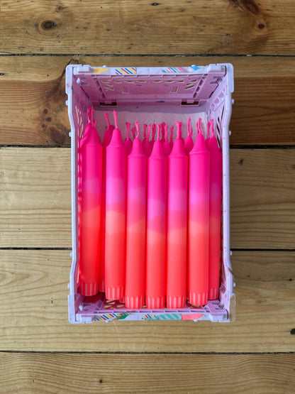 Neon pink & Orange Ombré Candle 