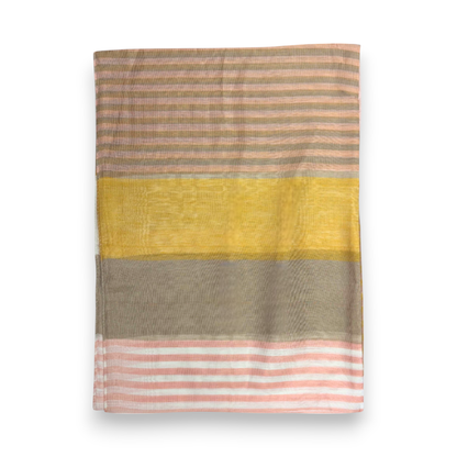 Silky Stripe Colorblock Scarf: Mocca & Mustard