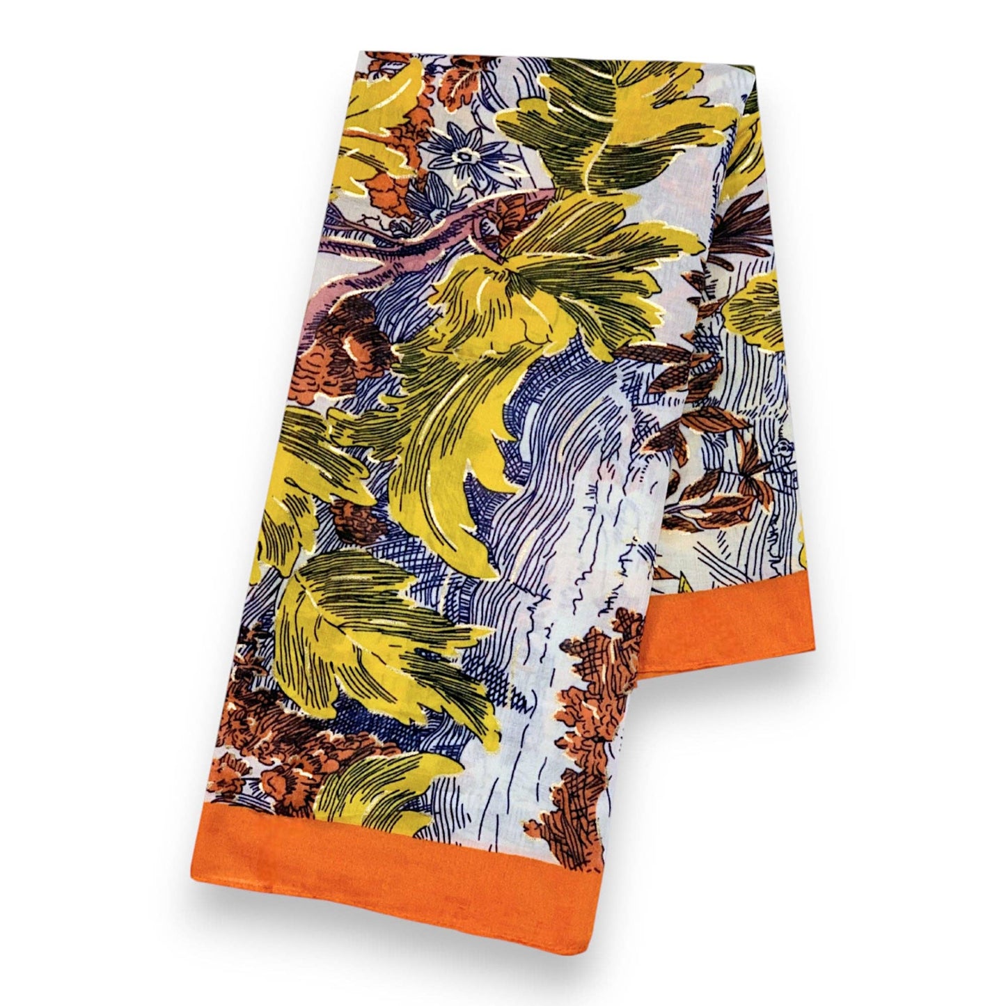 Nature Art Print Scarf: Orange