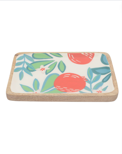 Hand Painted Fruit Rectangular Enamel Serving Plate