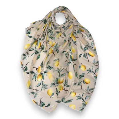 Lemon Citrus Print Colourful Scarf: Pink