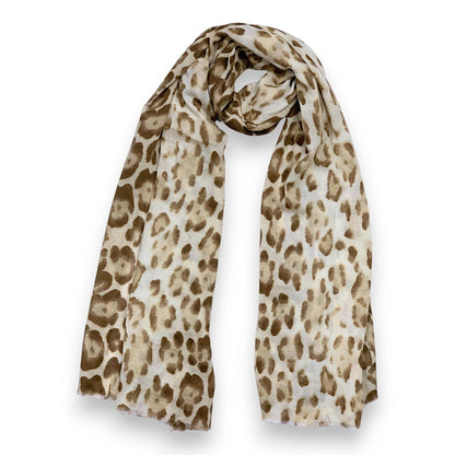 Leopard Print Ombre Scarf: Beige