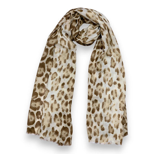 Leopard Print Ombre Scarf: Beige