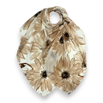 Big Daisy Print Scarf: Orange