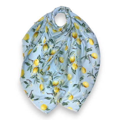 Lemon Citrus Print Colourful Scarf: Pink