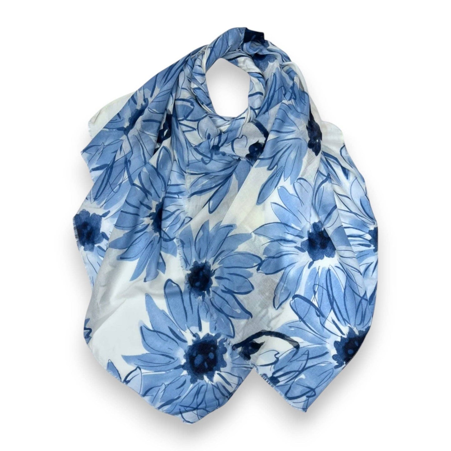 Big Daisy Print Scarf: Orange