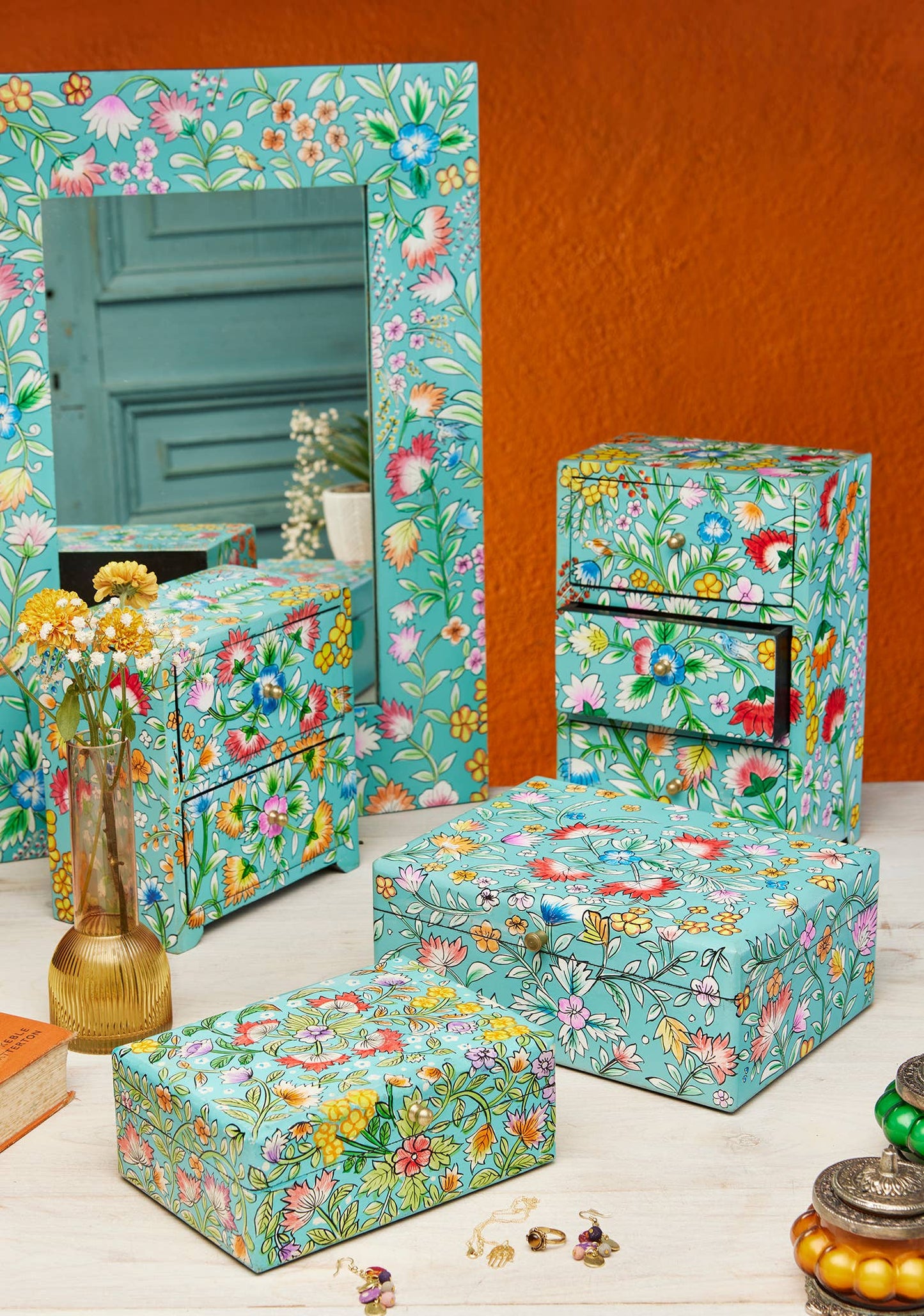 Saanvi Handpainted Floral 2 Drawer Chest