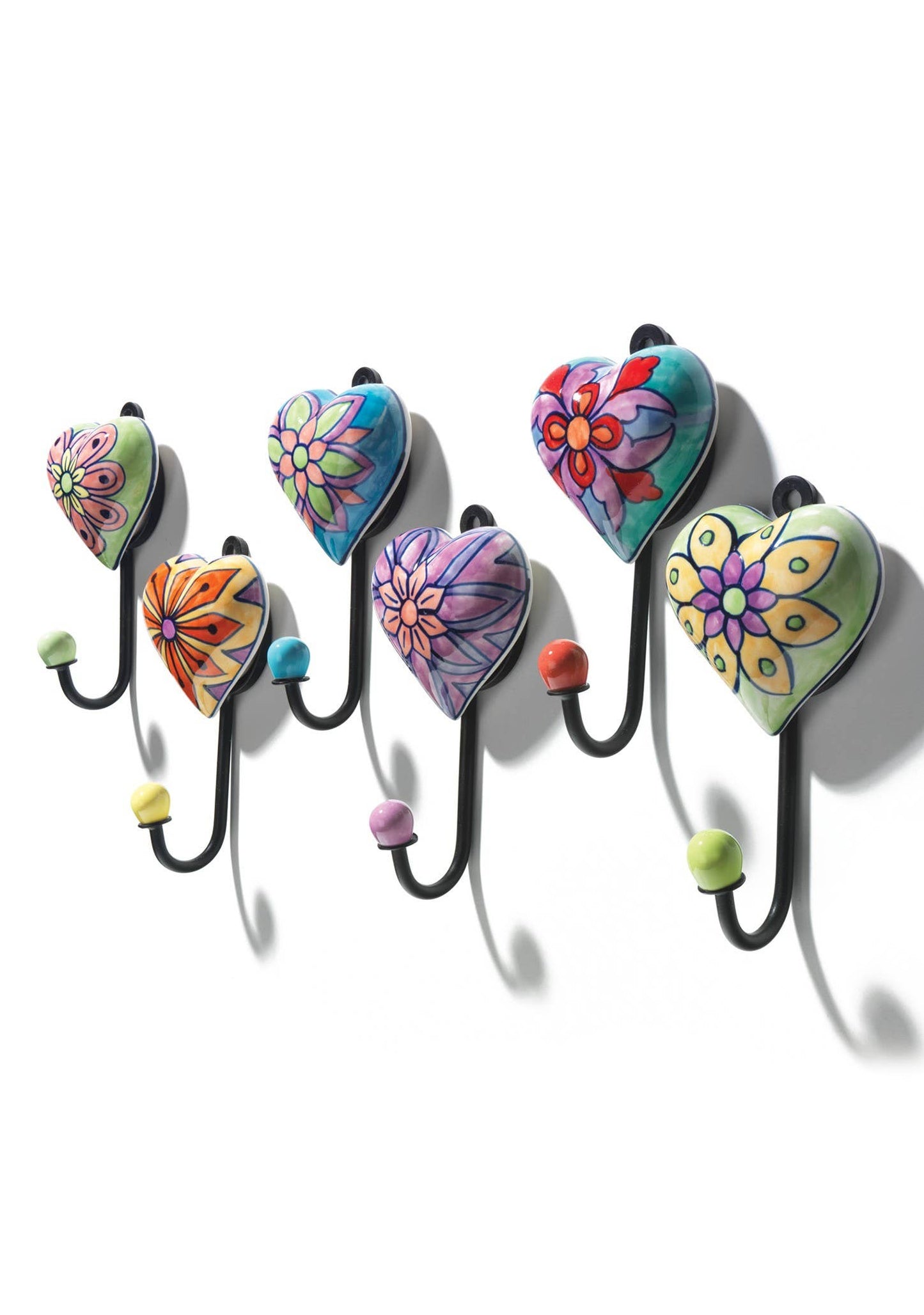 Hand Painted Heart Ceramic Hook