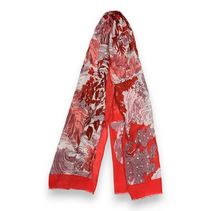 Nature Art Print Scarf: Orange