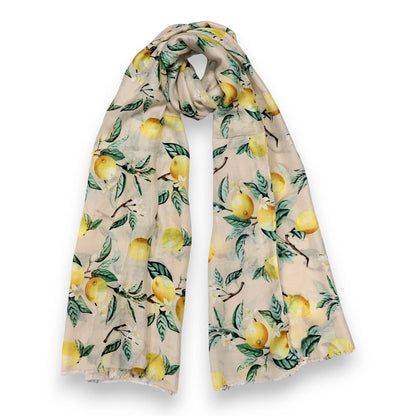 Lemon Citrus Print Colourful Scarf: Pink