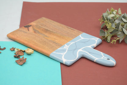 Wooden Aqua Blue Large Chopping Board with Enamel