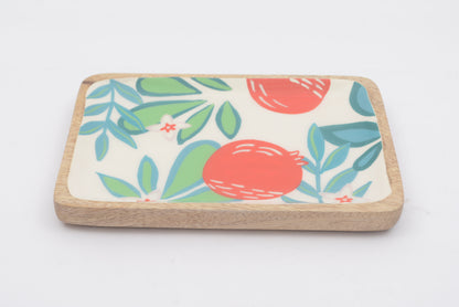 Hand Painted Fruit Rectangular Enamel Serving Plate