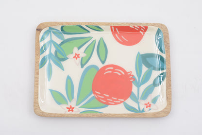 Hand Painted Fruit Rectangular Enamel Serving Plate