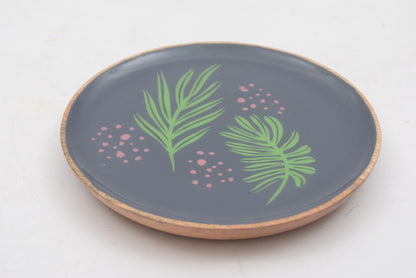 Hand Painted Small Round Plate with Enamel
