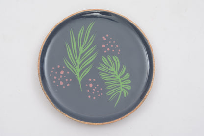 Hand Painted Small Round Plate with Enamel