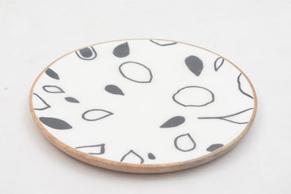 Natural Mango Wood Monochrome Serving Plate with Enamel